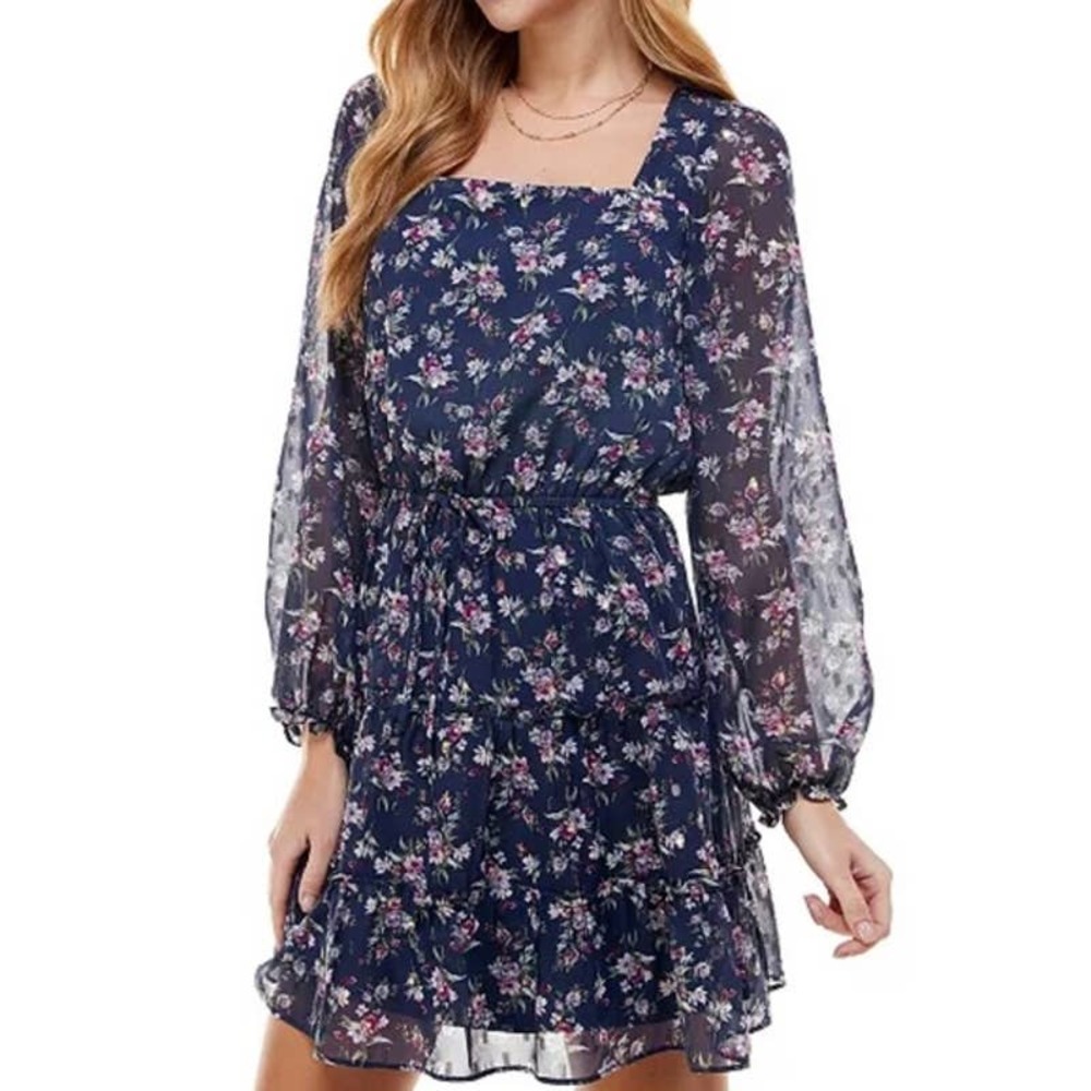 Crystal Doll NWT Metallic floral skater dress